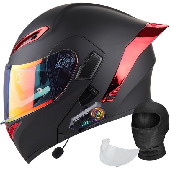 Bluetooth Motorcycle Helmet Flip Up Front Full Face DOT Approved Built-in Dual Speaker Microphone Generic Street Bike Integrated