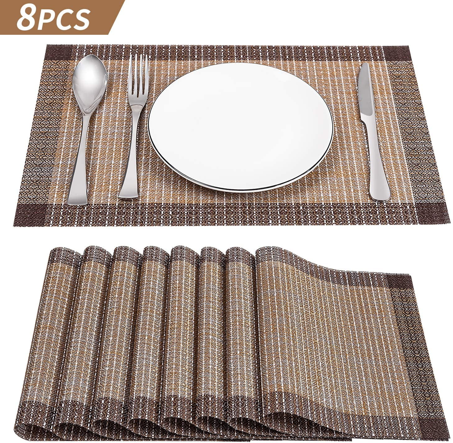 Placemats, Set of 6 HeatResistant Stain Resistant NonSlip Placemats
