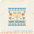 thumbnail image 4 of Inktastic Happy Hanukkah Sweater Style Design with Menorah and Dreidel Girls Toddler Dress, 4 of 5