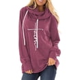 thumbnail image 1 of Sudaderas con capucha de manga larga para mujer Diseño con estampado de cordón Sudadera cómoda y transpirable para damas Rojo parduzco L, 1 of 5