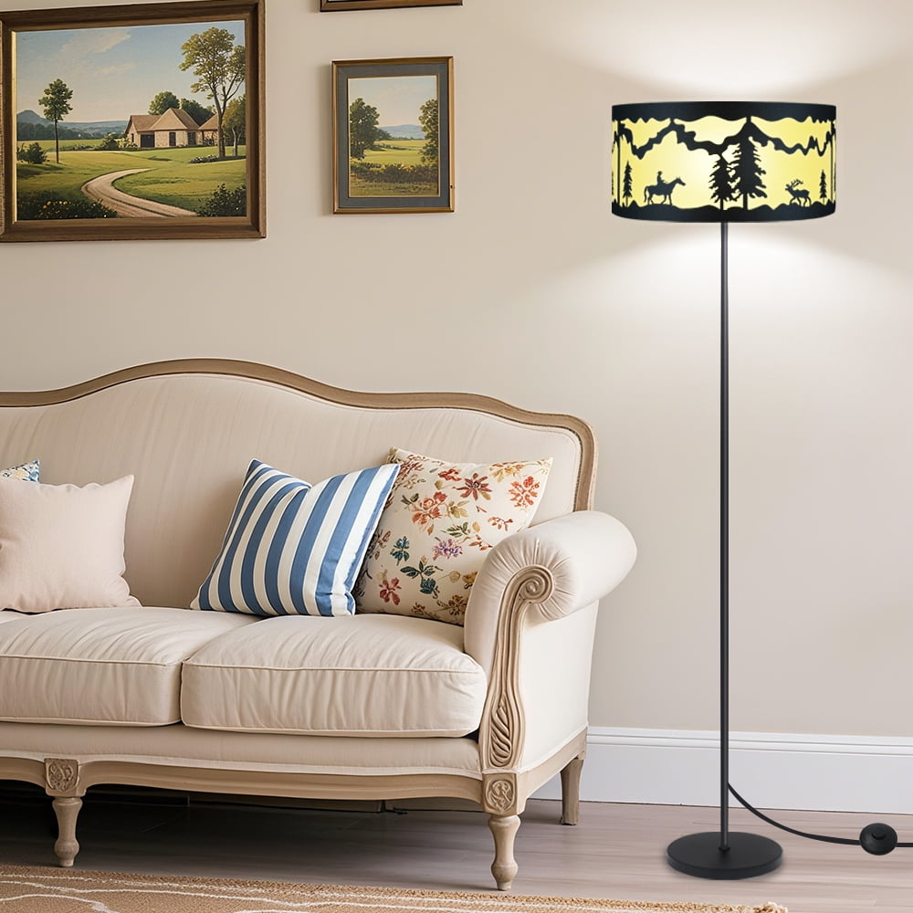 Elinkume Floor Lamp, Rustic Floor Lamp, E26 Head, Rustic Country Rustic Lamps, Kitchen, Living Room, Bedroom, Dining Room