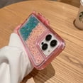thumbnail image 3 of Case Compatible for iPhone 15 Plus, Bling Sparkly Two-color Glitter Drip Luxury Shiny Sparker Shell, Protective 3 Layer Hybrid Anti-Slick Slim Soft Shockproof Anti-fall Cover,D, 3 of 14