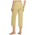thumbnail image 4 of Wide Leg Yoga Pants Ladies Capris Pants Leggings Straight Leg Athletic Exercise Workout Women Leggings Khaki M, 4 of 7