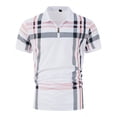 thumbnail image 6 of WREESH Men's Striped Sports Henley Shirts Pullover Zipper Short Sleeve Top with Collar Striped Top for Athletic Style White, 6 of 6