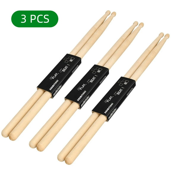 WLGJL Drum Sticks, 5A Drum Sticks, Oval Wood Tip Drum Stick for Drums, Non-slip Drum Stick for Jazz Drum Electronic Drums Musical Instrument Percussion (3 Pairs)