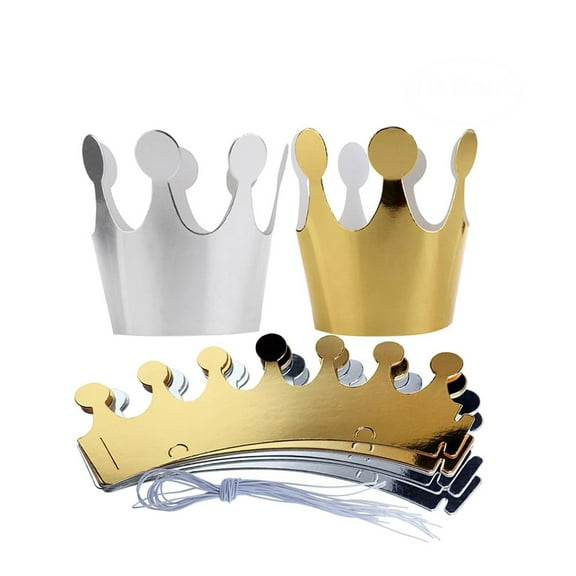 SKISUNO 10Pcs Crowns for Kids Silver Paper Birthday Crown Hat for Classroom 9.8x3.5x0.04in