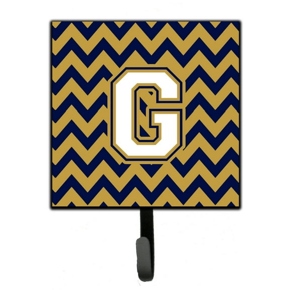 Letter G Chevron Navy Blue and Gold Leash or Key Holder