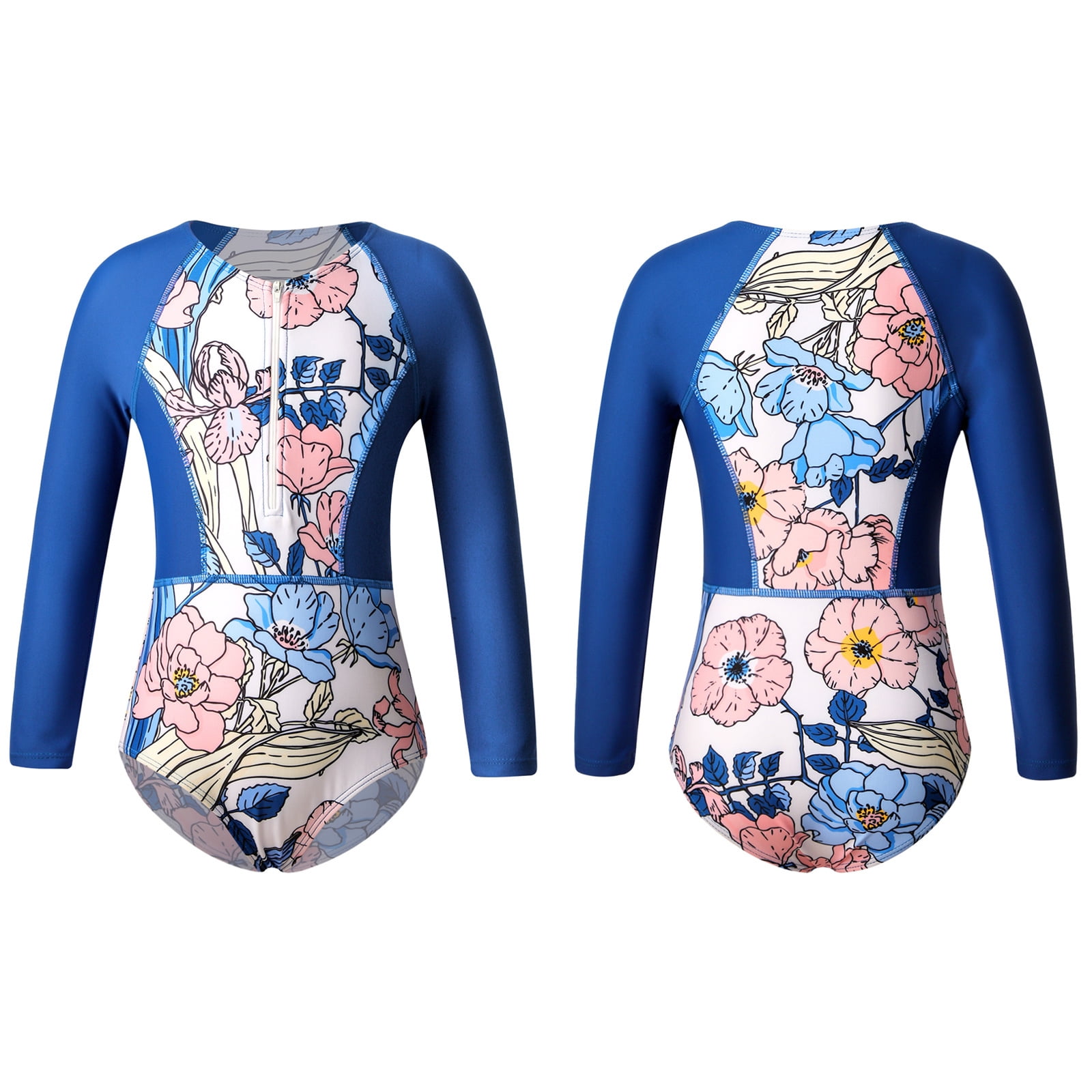 MSemis Girls One Piece Rash Guard Long Sleeve Swimsuit