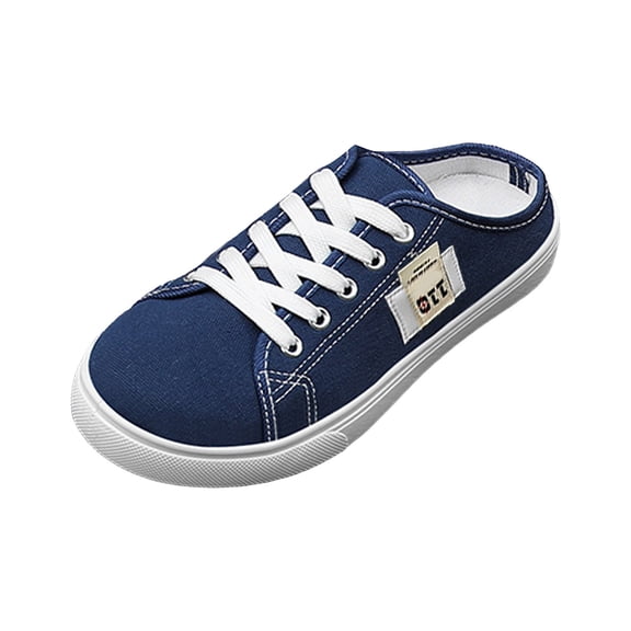 XFeng.Women's Slip On Canvas Mule Sneakers, Backless Low Top Lace Up Casual Walking Shoes Multi Colors.Blue.45