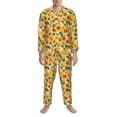 thumbnail image 3 of Sikiie Green Leaf Sunflower Mens Pajama Set, Soft Warm Long Sleeve Sleepwear, Cozy Button-Down Pjs for Men-Medium, 3 of 7