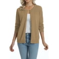 thumbnail image 3 of QUALFORT Women’s 100% Cotton Lightweight Button-Front Cardigan Sweater，crew neck Long Sleeve Knit, 3 of 5
