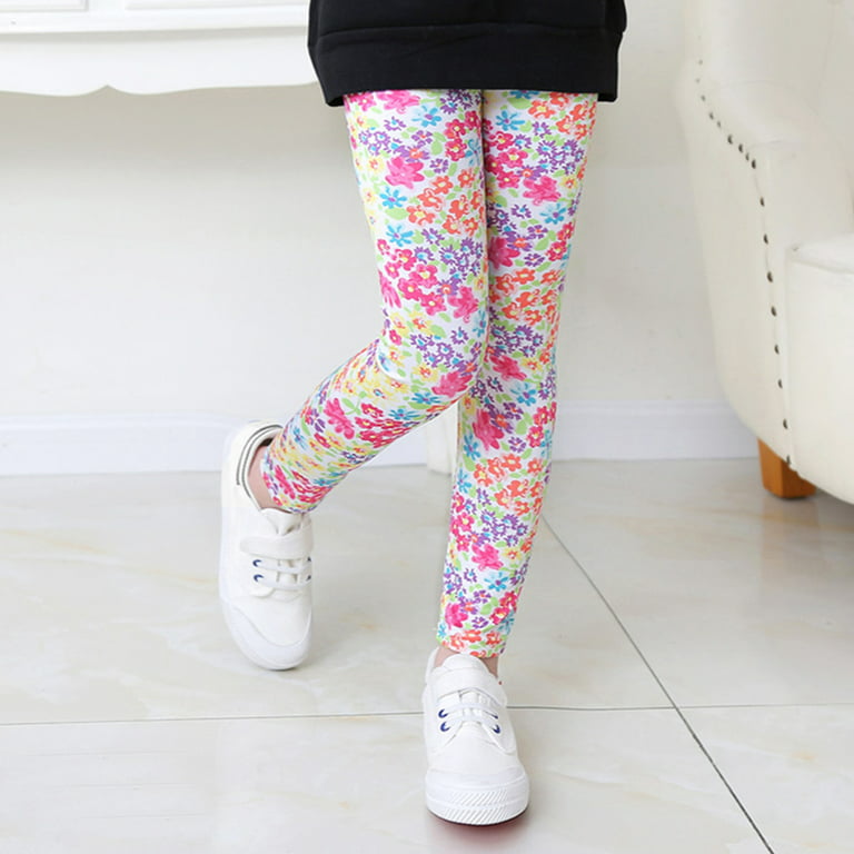 Akiihool Girls Uniform Pants Pull on Girls Wide Leg Pants Kids Cute Print  Skinny Pocket Knit Pant (Pink,9-10 Years)