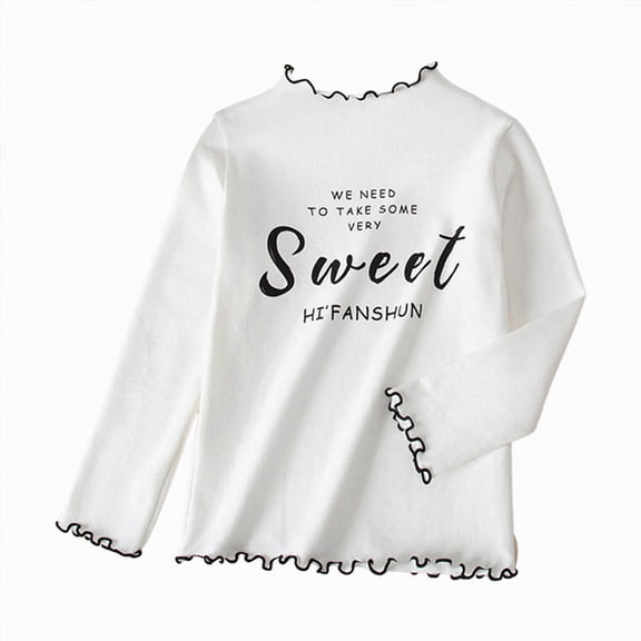 HCNTES Girls Long Sleeve Shirts Size 7-8 Kids Curve Hem Side Slit Soft Tunic Tops T-Shirts Long Sleeve Tops for Teen Girls Fall Clothes(White,13-14 Years)