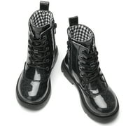 kkdom Boys Girls Kids Combat Boots Unisex Black 9 Toddler