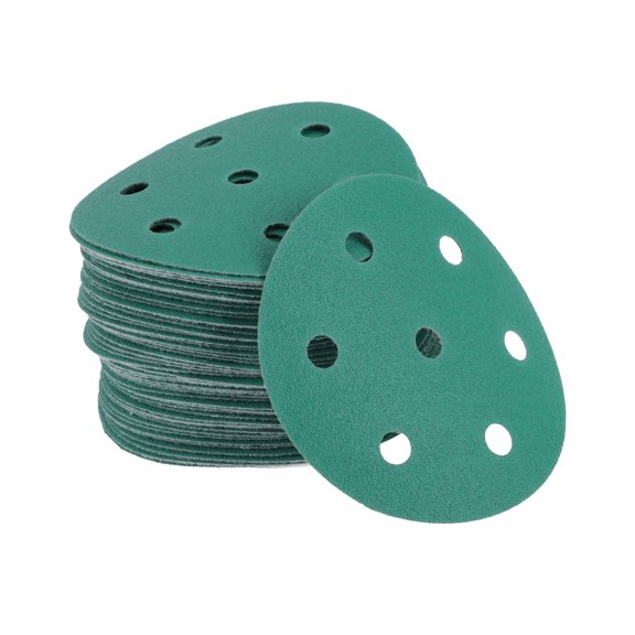 Unique Bargains Car Sanding Discs 3.5" 7 Hole 120 Grit Abrasion Resistance | Round Hook and Loop Sandpaper Green 50 Pcs