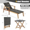 thumbnail image 2 of Gymax 2PCS Patio Lounge Chair Adjustable Recliner Chair Acacia Wood Frame Folding Table Set, 2 of 8
