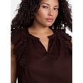 thumbnail image 4 of Terra & Sky Women's Plus Sleeveless Eyelet Ruffled Trim Cotton Tank Top, Sizes 0X-5X, 4 of 5