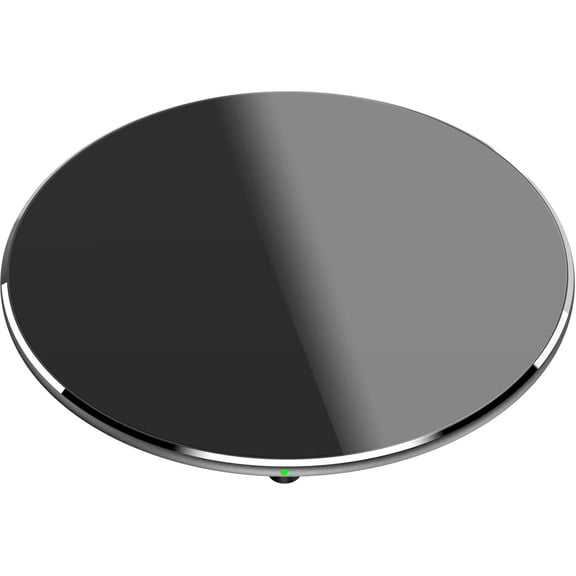 Mini Wireless Charger Thin Aviation Aluminum Computer Numerical Control Technology Fast Charging Pad Black Color (NO AC Adapter)
