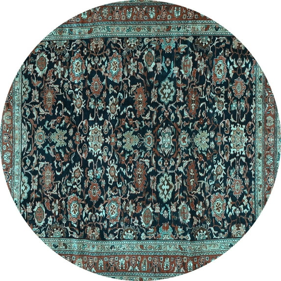 Ahgly Company Indoor Round Persian Light Blue Traditional Area Rugs, 4' Round