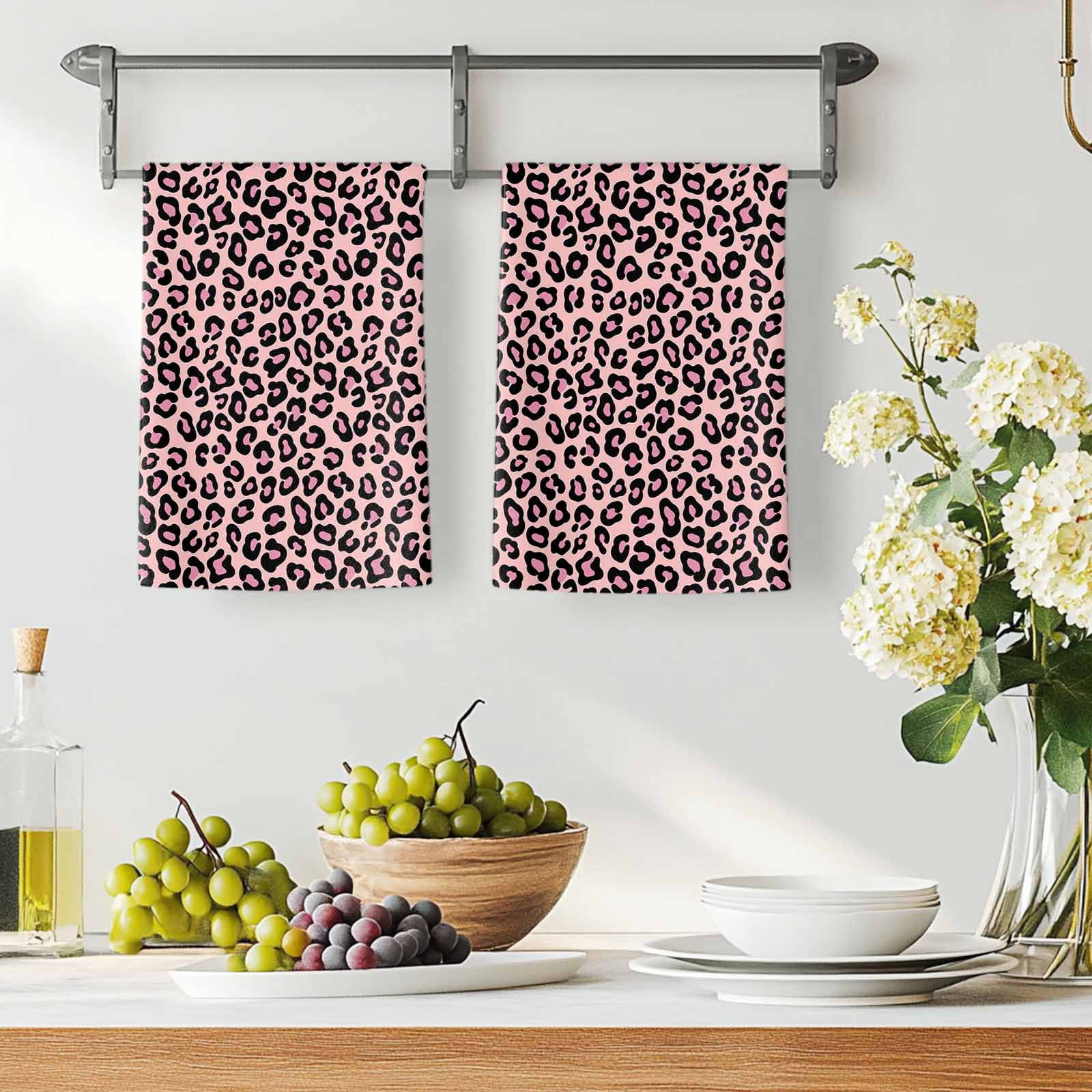Pink Black Kitchen Towels Set of 3, Elegant Modern Abstract Art Luxury Absorbent Dish Towels for Kitchen, Microfiber Hand Towel, Quick Drying Tea Towel for Cleaning Decorative Dishcloths