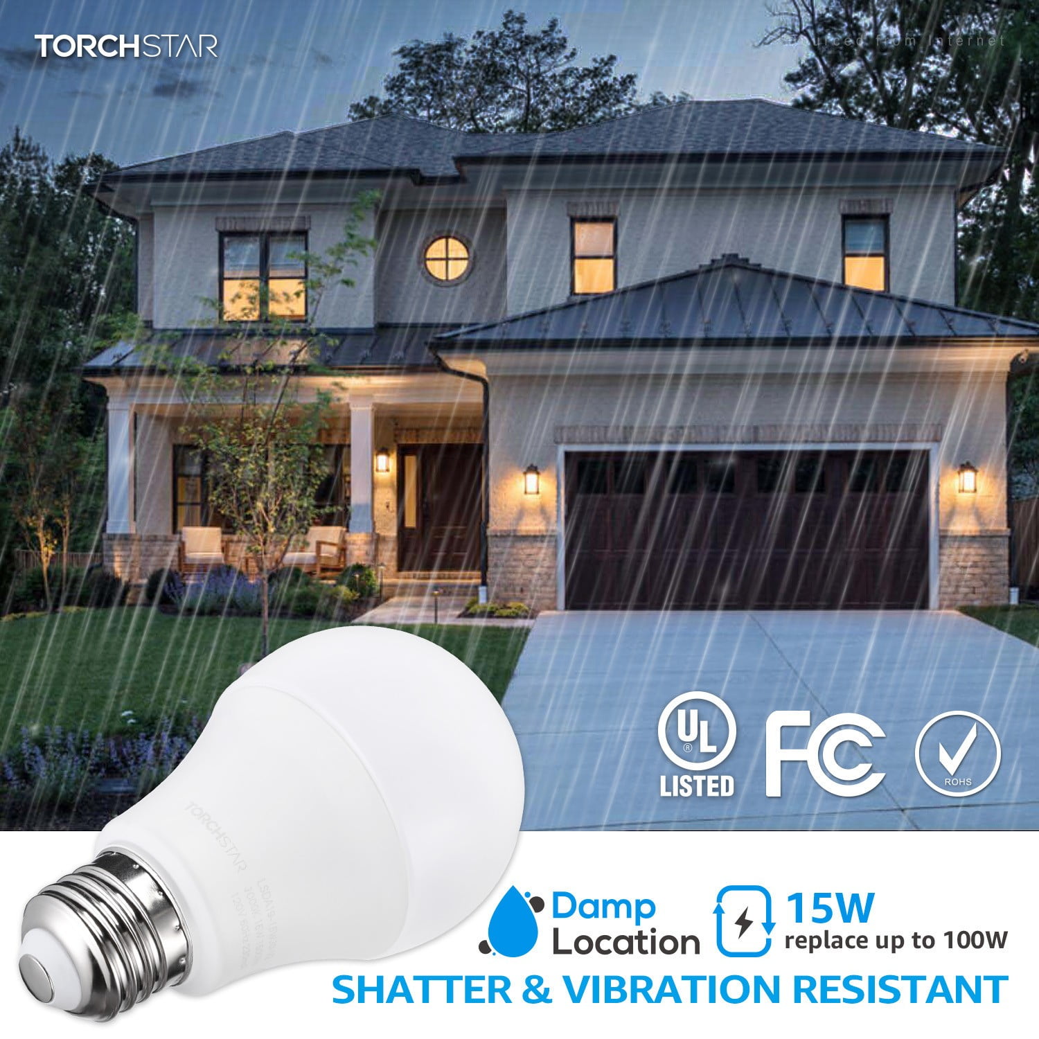 8 Pack Garage Door Opener LED Light Bulb, 100W Equivalent, 1700 Lumens Ultra-Bright A19, Shock Resistant Minimize Interference, 3000K Warm White, 15-Watt, UL-FCC listed, E26 Base