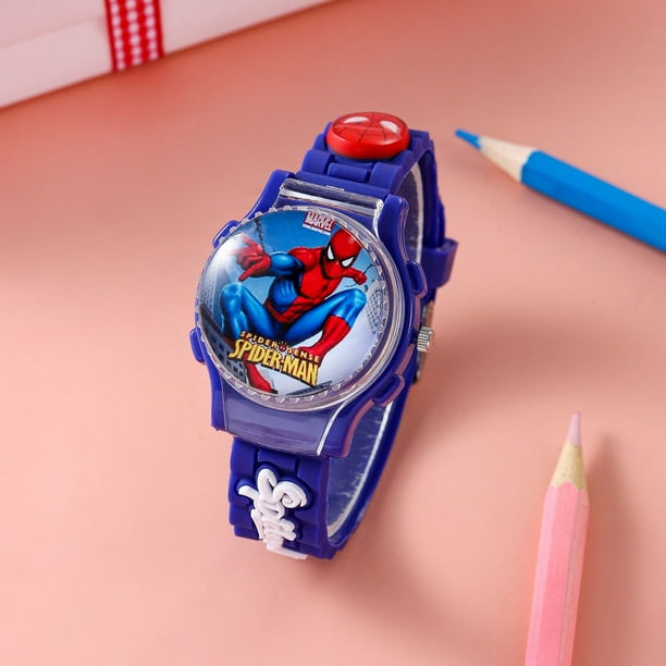 Voltear y girar la cubierta Reloj de juguete de dibujos animados para ninos azul oscuro Spiderman Reloj electronico de regalo de cumpleanos para jardin de infantes JM JM Bodega Aurrera en linea
