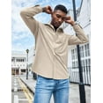 thumbnail image 6 of COOFANDY Men's Waffle Button Down Shirts Casual Long Sleeve Shacket Jacket with Pockets, 6 of 7