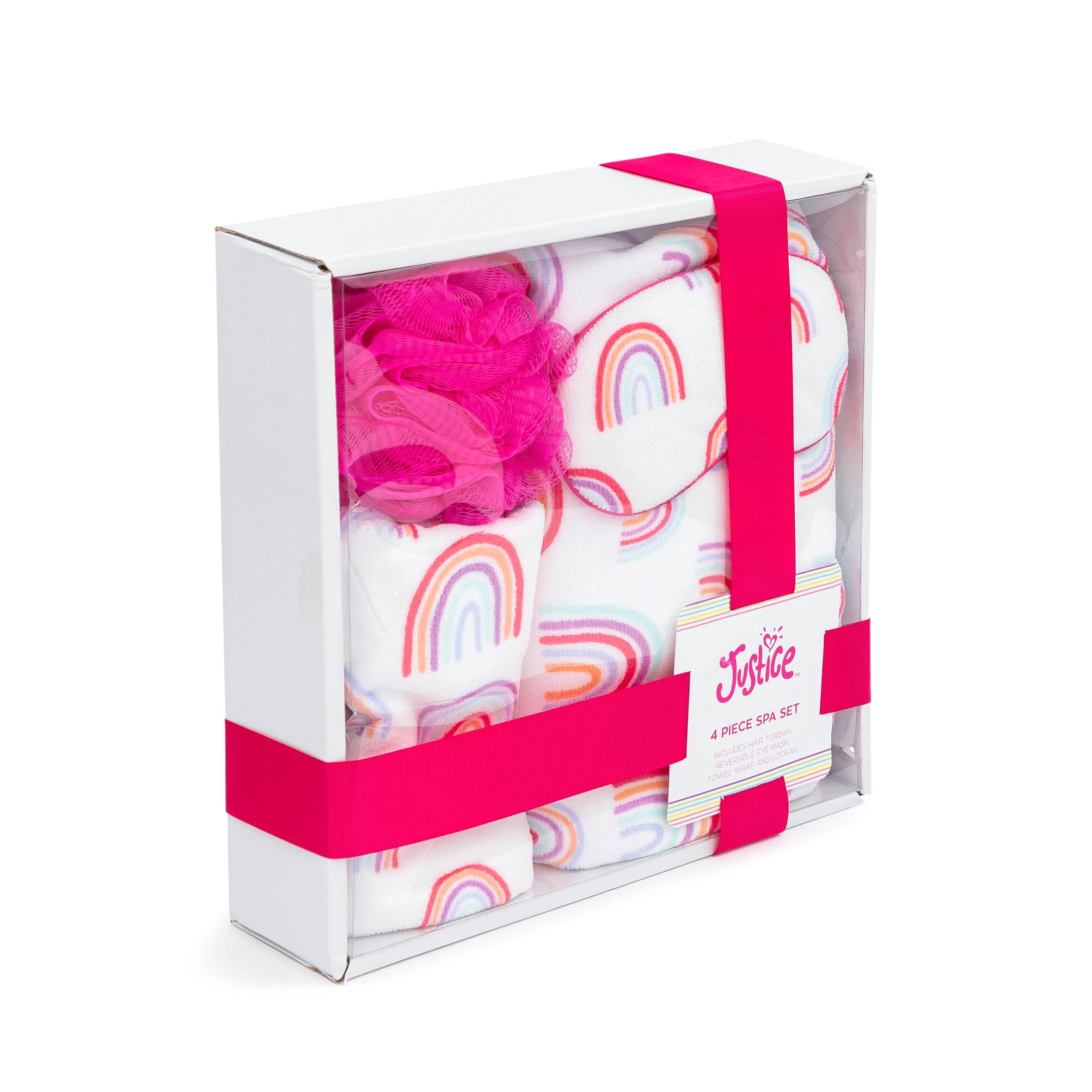 Justice Dreamer 4-Piece Spa Set with Bath Towel Wrap, Eye Mask and Loofah, Pink