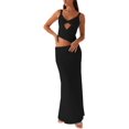 thumbnail image 1 of Vestido largo YOENAESGI para mujer Y2K con tirantes finos y malla negra, 1 of 5