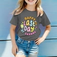 thumbnail image 2 of PMVFHDE T-Shirt Fille T-Shirt Imprimé Col Rond Manches Courtes pour Garçons et Filles Gris, 10-11 Ans, 2 of 4
