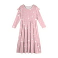 thumbnail image 5 of Abcomgle Long Dresses for Girls 12-14 Casual A-Line Ruffle Long Sleeve Girls Long Dresses Polka Dot Crew Neck Sundresses Summer Tiered Dresses with Pockets,Pink, 5 of 5