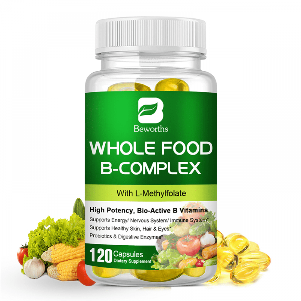BEWORTHS Super B Complex Vitamins  - Vitamin B Supplement - Support Healthy Energy Metabolism - All B Vitamins Including B12, B1, B2, B3, B5, B6, B7, Folic Acid - 120 Vegetarian Capsule