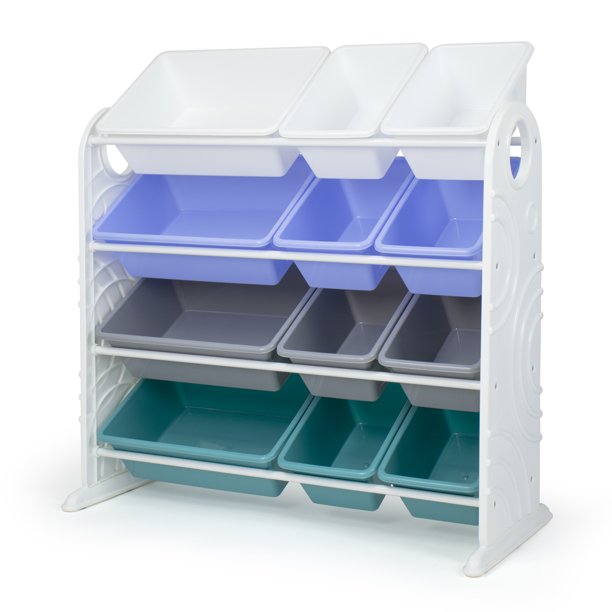 Your Zone Seabreeze Kid's Plastic Toy Storage Organizer with 12 Plastic