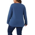 thumbnail image 4 of DARING DIVA Women's Plus Size Long Sleeve Button Side Swing Blouses 1X Blue, 4 of 6