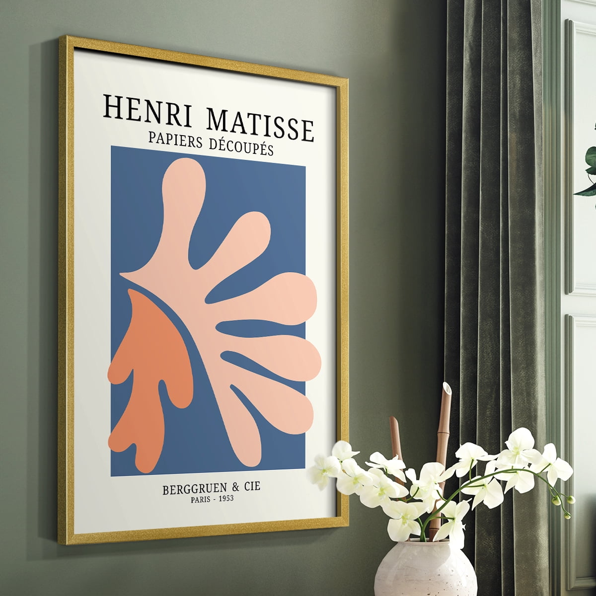 Matisse CDVII in Gold Solid Wood Framed Print No Nail Hanging