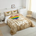 thumbnail image 3 of YST Pride Decorations for Home, Love Home Pride Day Comforter Set Lgbt Sign Decor Bedding Comforter Sets Rainbow Pride Wodden Style Bedding Sets with 2 Pillowcases Full, 3 of 6