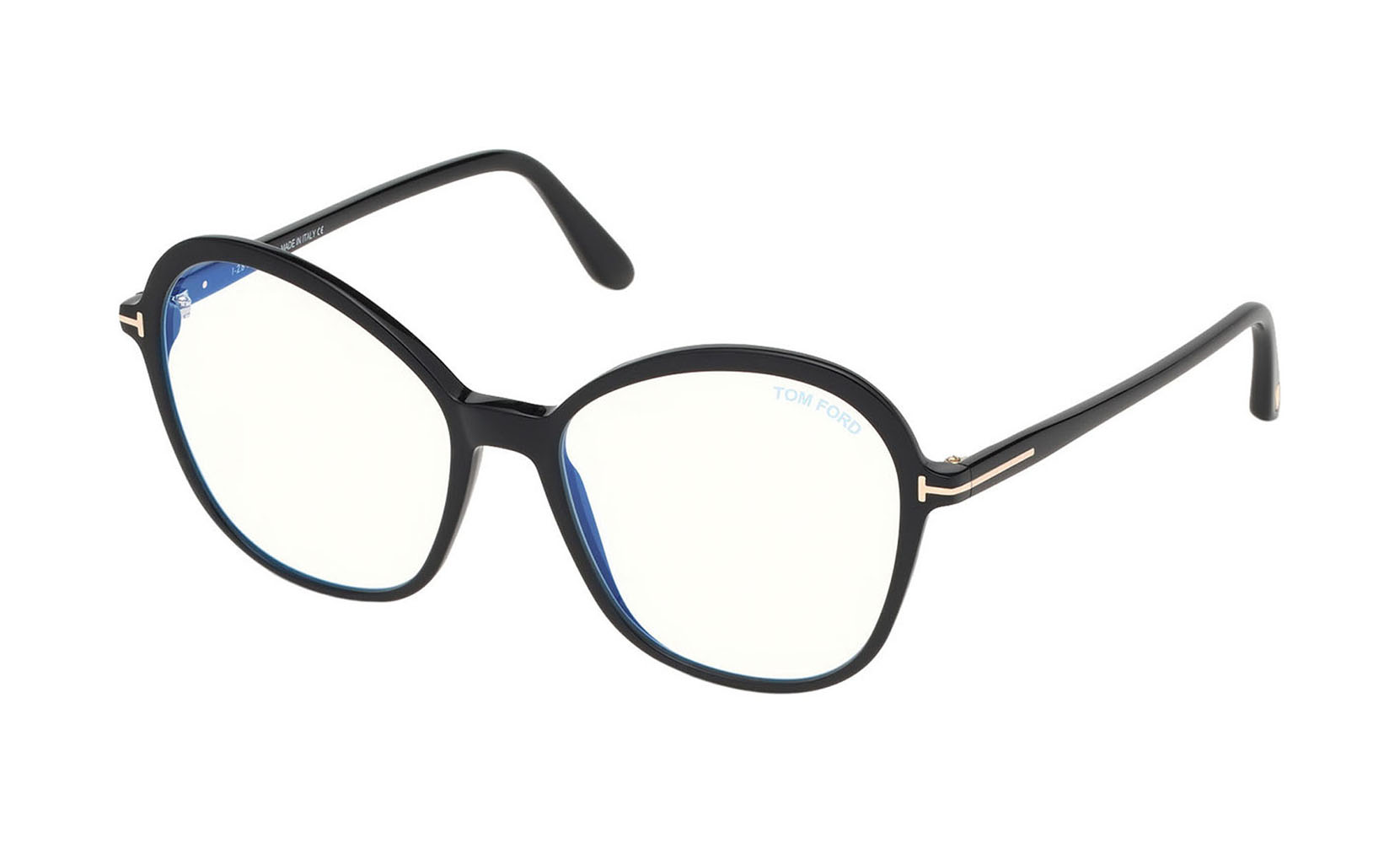 TOM FORD FT5762-B 001 Square Shiny Black Demo Lens 55 mm 