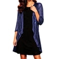 thumbnail image 2 of LEKWK Sequin Cardigan Jacket Women Open Front Sparkly 3/4 Sleeve Coat Elegant Evening Party Wedding Guest Dressy Fall Outerwear Blue XXXL, 2 of 8