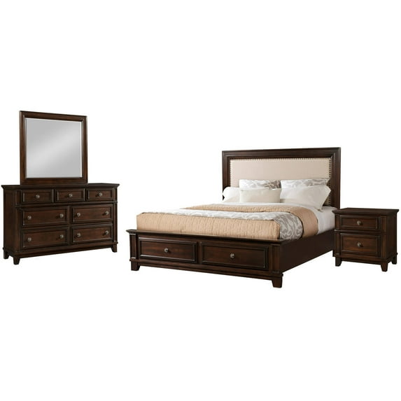 Picket House Furnishings Harland Bedroom Set with Storage, King, 4 Piece Set