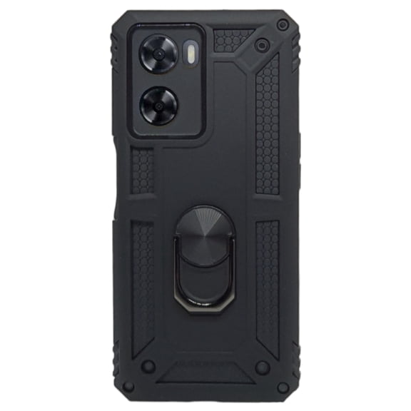 Funda Uso Rudo Cely Vesmir con Anillo Magnético Para Oppo A57 A77 Negro 2 Micas de Cristal