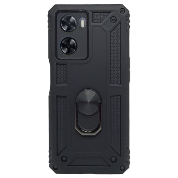 Funda Uso Rudo Cely Vesmir con Anillo Magnético Para Oppo A57 A77 Negro 2 Micas de Cristal