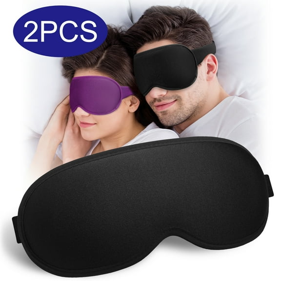 FACEMOON Weighted 3D Sleep Mask - 100% Blackout Eye Mask for Sleeping, Travel & Meditation | Memory Foam, Adjustable Strap Black Purple