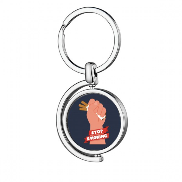 Logo agarre de mano de cigarrillos Rotating keychain Metal Keyring Holder