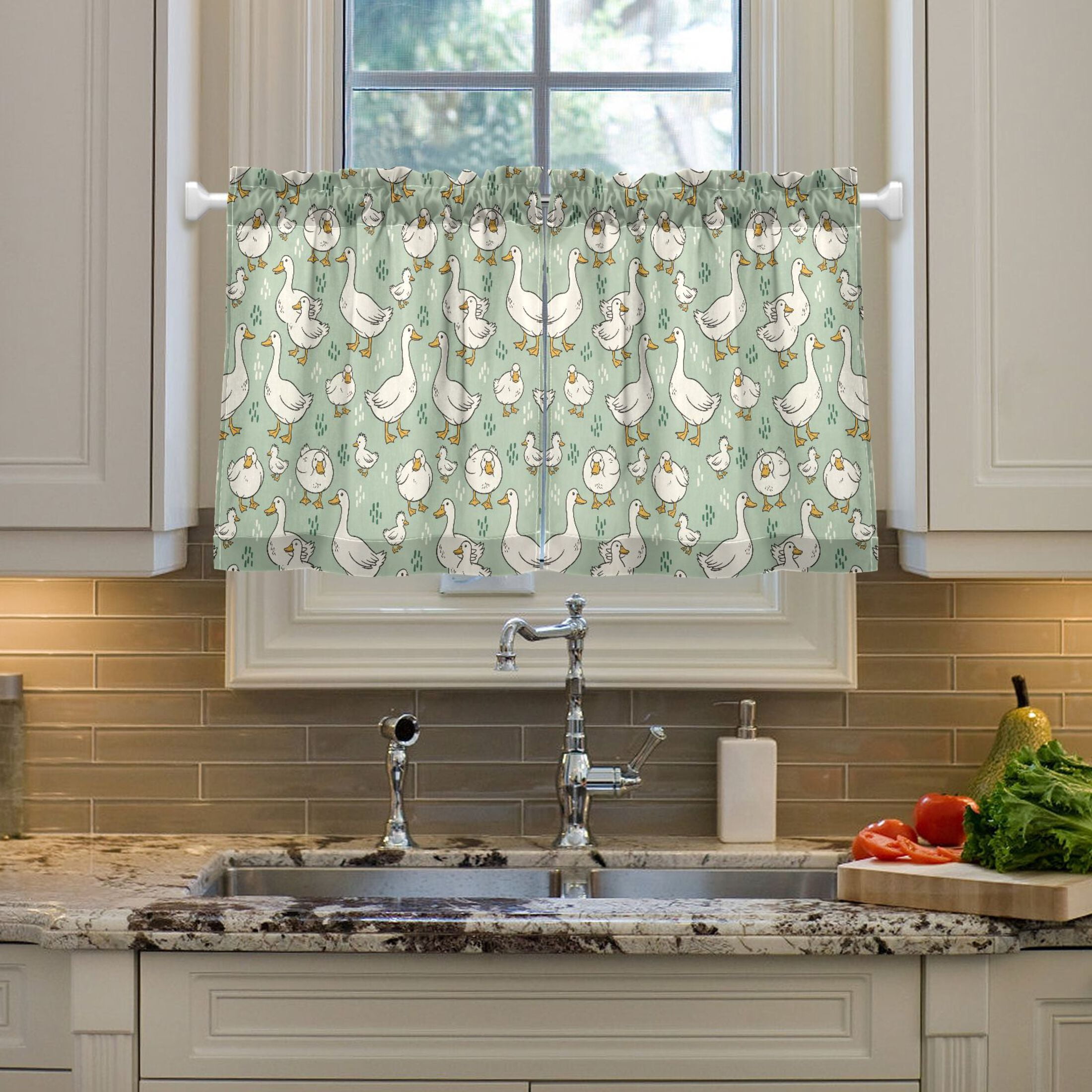 Linen Kitchen Curtains Cute Goose Tier Curtains Tier Kitchen Living Room Bedroom Balcony 2 Panels 27x36 Inch