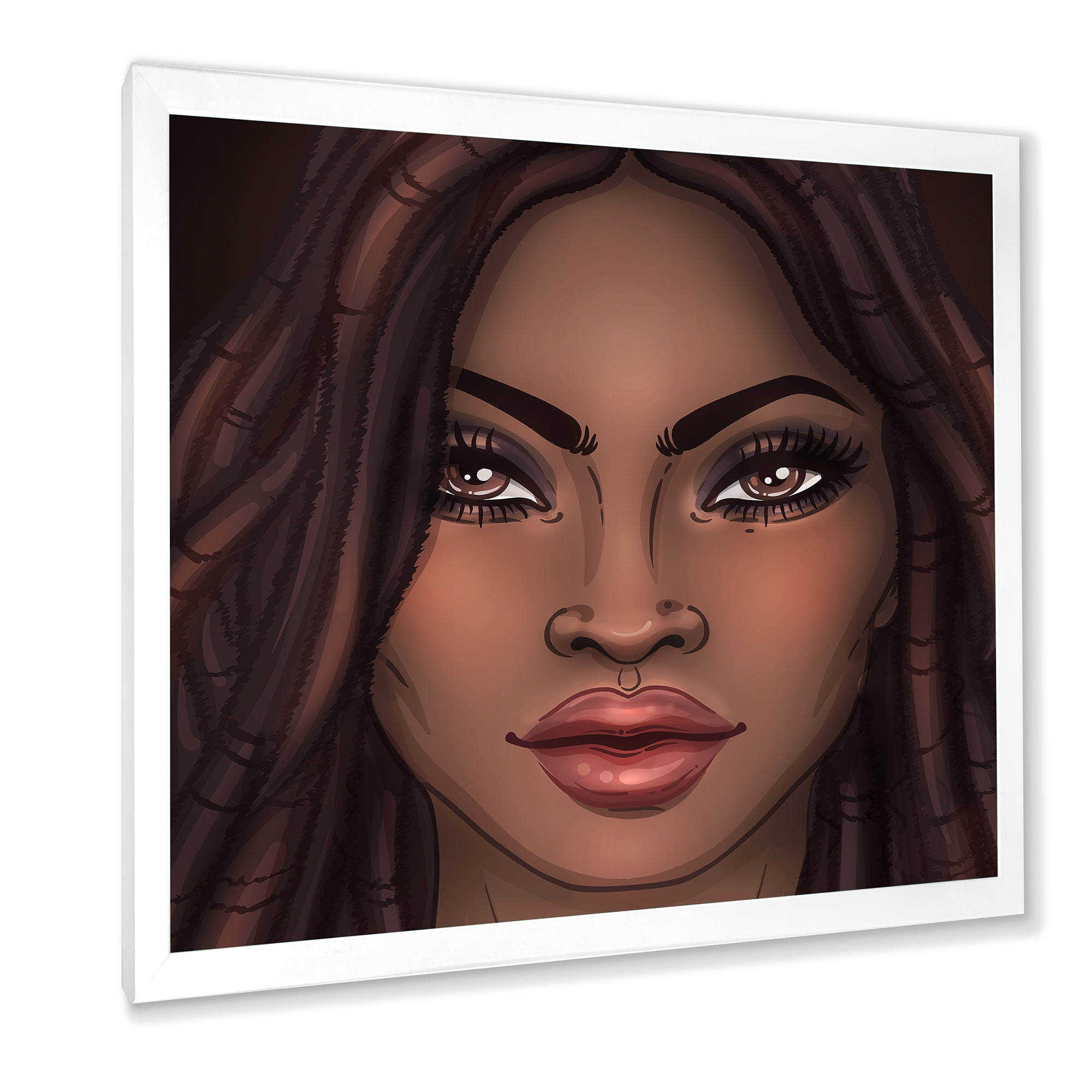 Designart 'Portrait of Afro American Woman I' Modern Framed Art Print