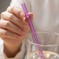 thumbnail image 4 of 12-Pack Reusable Hard Plastic Drinking Straws with Stopper Rings, Durable Ribbed Replacement Straws for Travel Tumblers and Cups, Clear BPA-Free Drinking Straws #B4 Purple_104, 4 of 4