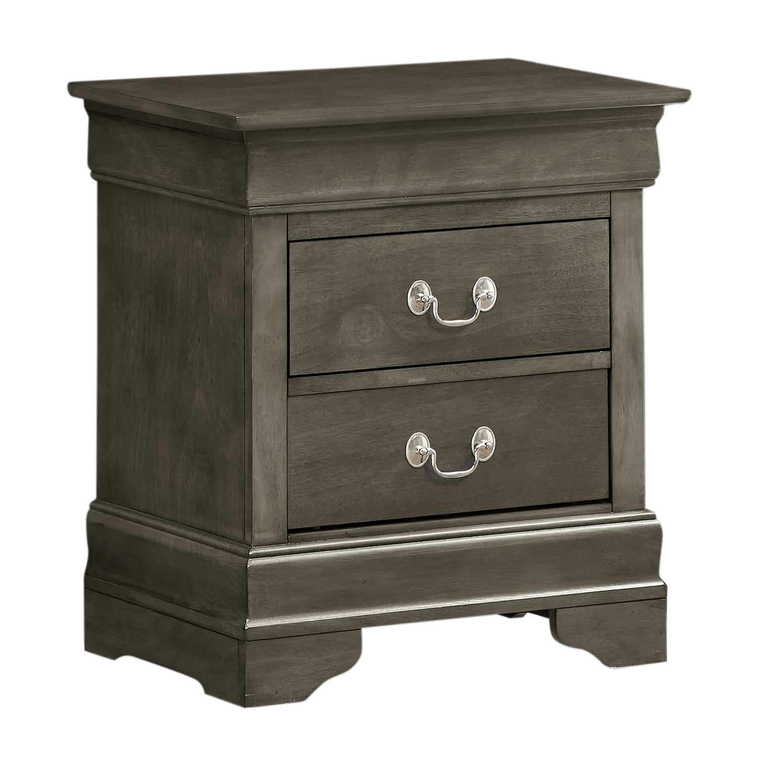 Glory Furniture Louis Phillipe 2 Drawer Nightstand in Gray