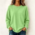 thumbnail image 2 of Women's Casual Long Sleeve Pullover Sweatshirt Solid Color Crew Neck Loose Fit Basic Oversized Hoodie Fall Winter Clothes Fleece Lined Cozy Comfortable Top, 2 of 7