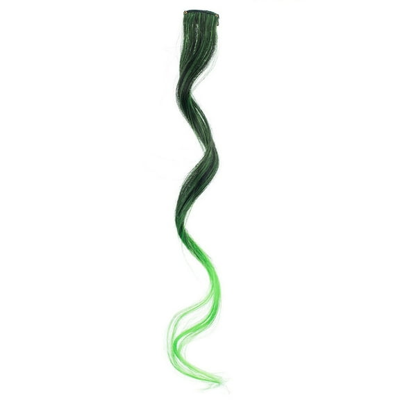 Nvzi-c Colored Hair Extensions 6 PCS 18 Inch Clip in Hair Extensions Rainbow One Color Party Highlight Long Wavy Synthetic Hairpiece for Women Gifts Party,Green
