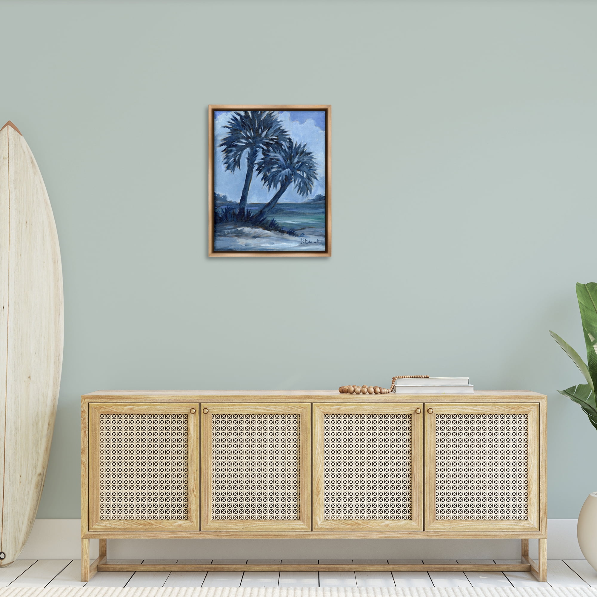 Stupell Industries Impressions Of Palms Landscape & Nature Painting Brown Floater Framed Canvas Art Print Wall Art, 25 x 31